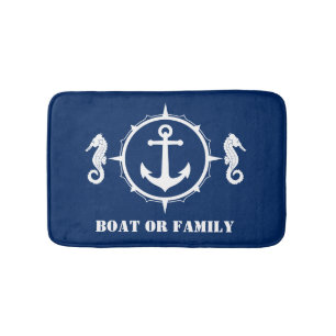 Ihr Schiff oder Familienname Seepferd Anchor Navy  Badematte