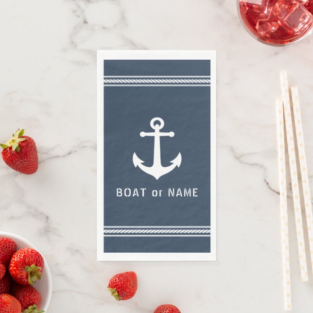 Ihr Schiff oder Ihre Familie Nautical Vintag Anker Serviette (Beispiel)