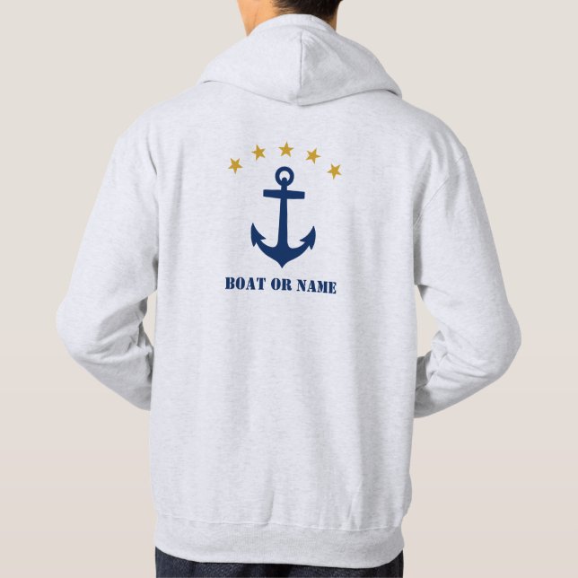 Ihr Schiff oder Name Classic Anchor Navy Gold Hoodie (Rückseite)