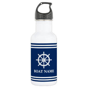 Ihr Schiffsname Schiff Rad Helm gestreift Edelstahlflasche