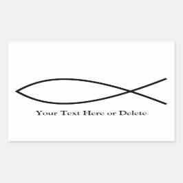 Ihr Schwarzer Text/Farbe Ichthys Christliche Fisch Rechteckiger Aufkleber