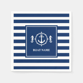 Ihr Seepferd Name Ihres Bootes Anker Blaue Streife Serviette