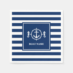 Ihr Seepferd Name Ihres Bootes Anker Blaue Streife Serviette