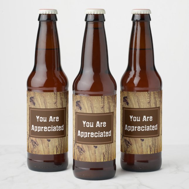 Ihr seid dankbar für Rustikales Holz. Bierflaschenetikett (Flaschen)