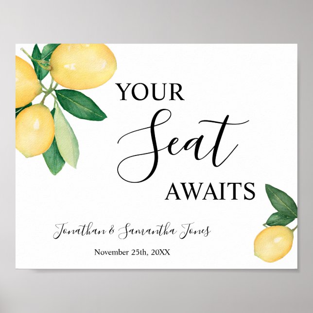 Ihr Sitzplatz wartet auf Hochzeitsempfang Lemons u Poster (Vorne)