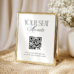 Ihr Sitzplatz wartet auf QR-Code Hochzeitstabelle Poster
