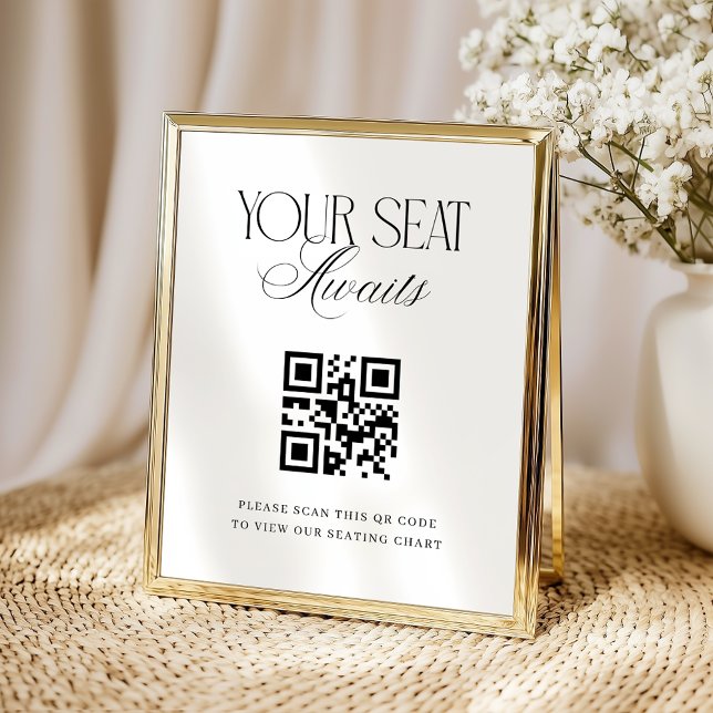 Ihr Sitzplatz wartet auf QR-Code Hochzeitstabelle Poster (Von Creator hochgeladen)