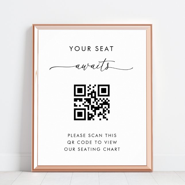Ihr Sitzplatz wartet auf QR-Code Hochzeitstabelle Poster (Von Creator hochgeladen)