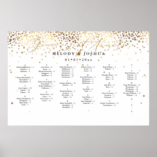 Ihr Sitzplatz wartet, STARS-SITZENCHARTA, ALPHA Poster (Vorne)