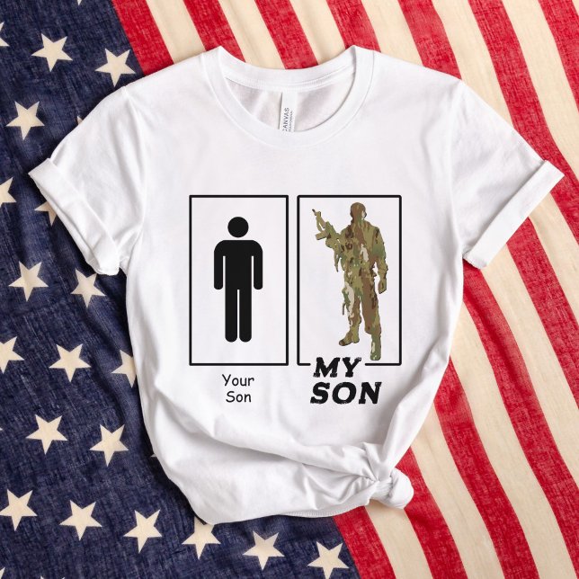Ihr Sohn Meine Sohn Camouflage Soldat Funny Militä T-Shirt (Funny Your Son, My Son camo solider USA Military parent white t-shirt, Air Force Mom Dad, Army, Navy)
