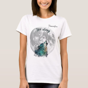 "Ihr Song" Wolf und Moon Women's Custom T-Shirt