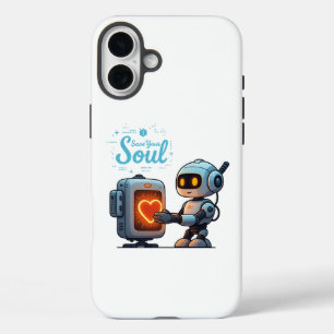 Ihr Soul Niedlich Robot Holding Heart gerettet - F iPhone 16 Plus Hülle
