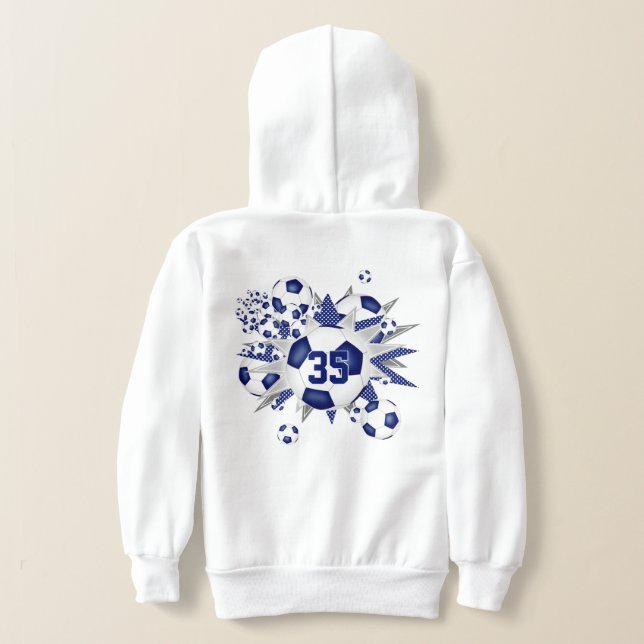 Ihr Sport Jersey Nummer Fußball Bälle Stars blau Hoodie (AblageHinten)