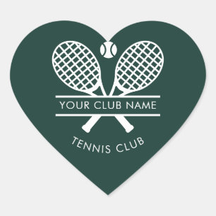 Ihr Sportklub Name Tennis Grün Farbe Herz-Aufkleber