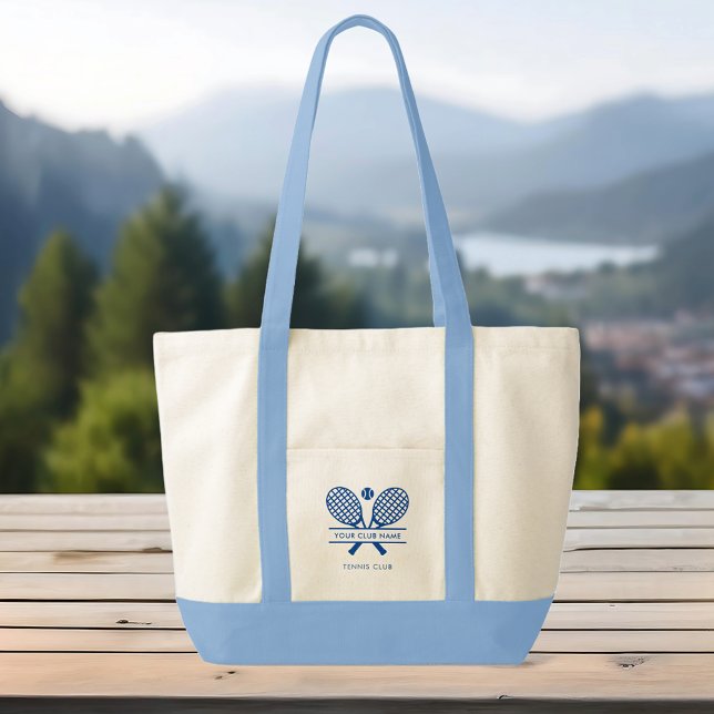 Ihr Sportklub Name Tennis Team Blue Swag Tragetasche (Lawn Tennis Club Name Blue Rackets Motif Tote Bag)
