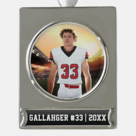 Ihr sportliches Foto | Personalisierte Verzierung Banner-Ornament Silber