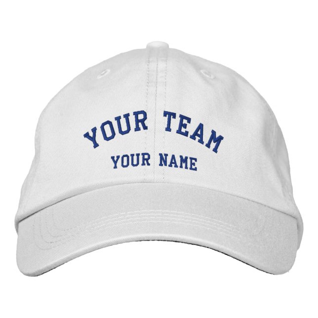 Ihr Team bestickt mit weißer/blauer Cap-Vorlage Bestickte Kappe (Vorderseite)