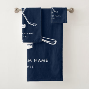 Ihr Team Name Eishockey Jede Farbe Navy Blau Badhandtuch Set