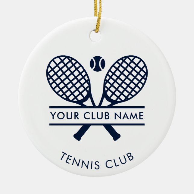 Ihr Tennis Country Club Name Weihnachten Keramik Ornament (Vorne)