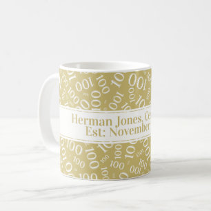 Ihr Text: 100. Geburtstag Zahlenmuster Gold Kaffeetasse