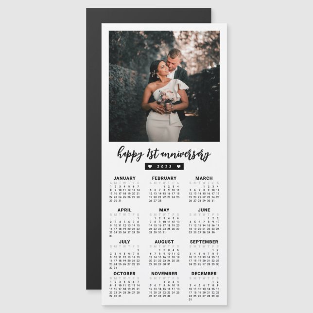 Ihr Text 2023 Retro Foto Frame Calendar Magnet (Vorne/Hinten)