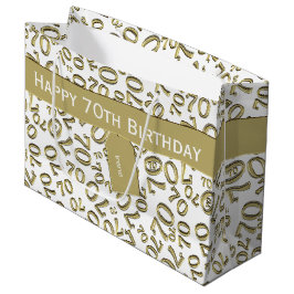 Ihr Text: 70. Geburtstag Gold Nummer 70 Muster Große Geschenktüte