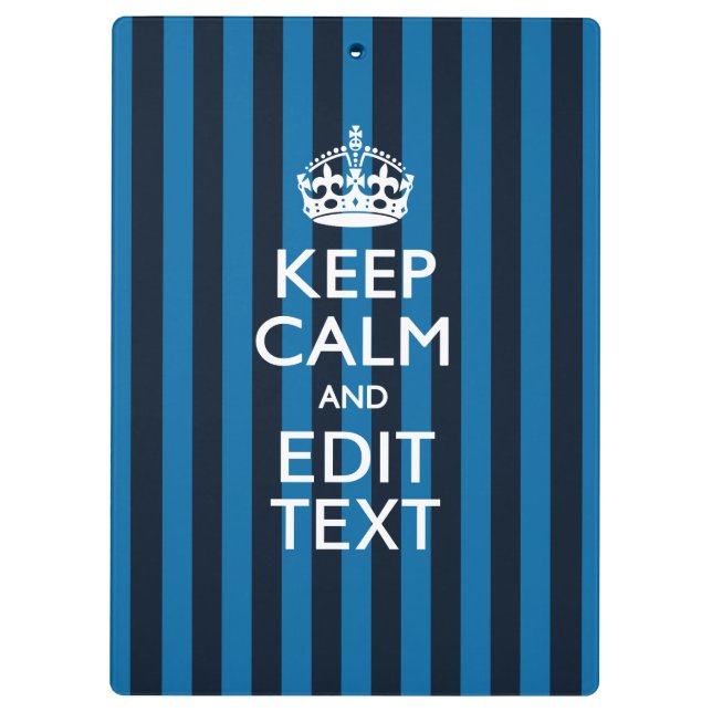 Ihr Text auf Behalten, ruhige blaue Streifen Klemmbrett (Rückseite)