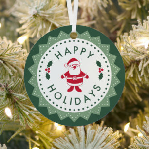 Ihr Text auf der Rückseite, Retro Happy Holidays & Ornament Aus Metall