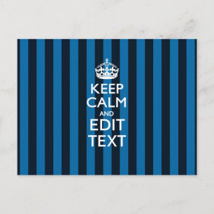 Ihr Text auf Keep Calm Blau gestreift Dekor Postkarte