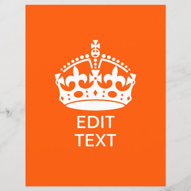 Ihr Text auf Keep Calm Crown Orange Flyer (Vorne)