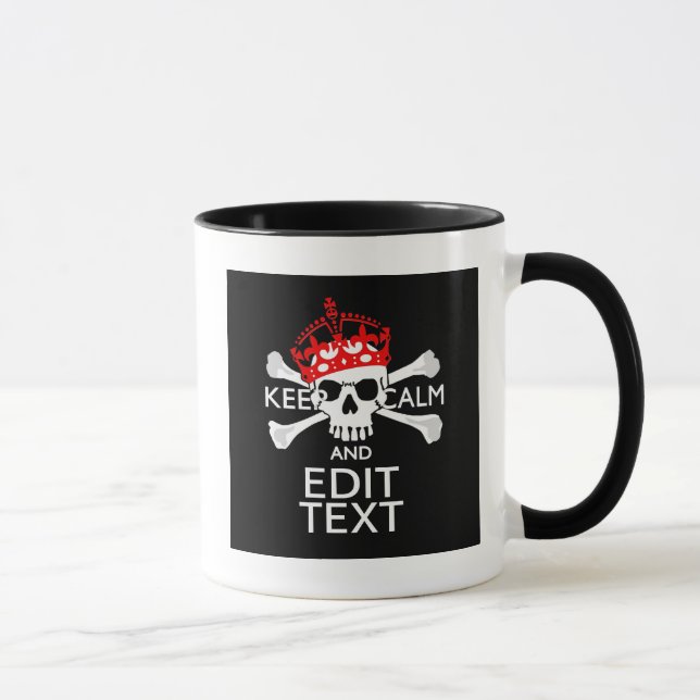 Ihr Text Behalte Ruhe rote Kronenkratzel Skull Tasse (Rechts)