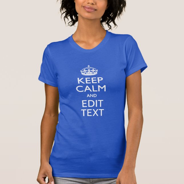 Ihr Text Behalte ruhige blaue Streifen T-Shirt (Vorderseite)