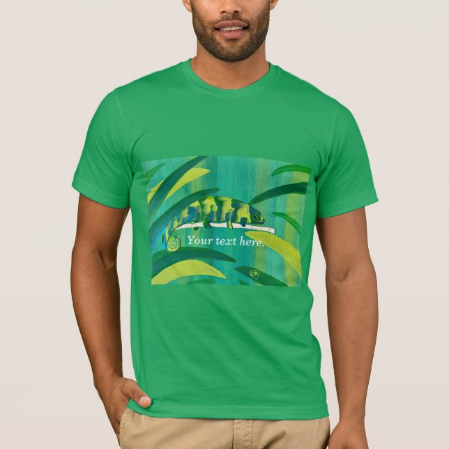 Ihr Text Blue Green Yellow Chameleon Hemden T-Shirt (Vorderseite)