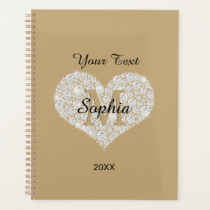 Ihr Text, Diamantenherz, Gold Monogramm, Name Planer