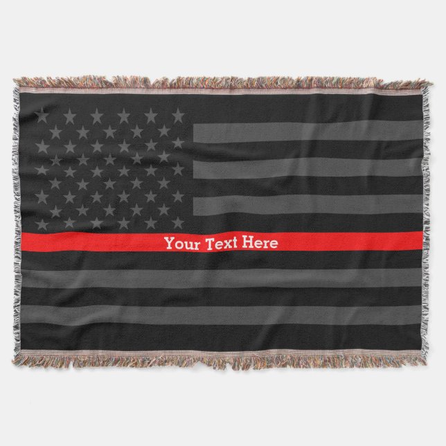 Ihr Text dünne rote Linie Kohle schwarze US-Flagge Decke (Vorderseite)
