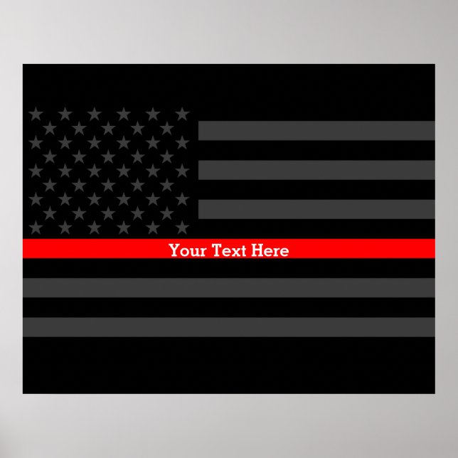 Ihr Text dünne rote Linie Stilvolle Kohle-US-Flagg Poster (Vorne)