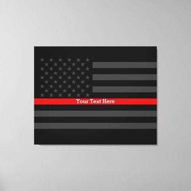 Ihr Text dünne rote Linie Stilvolle schwarze US-Fl Leinwanddruck (Vorderseite)