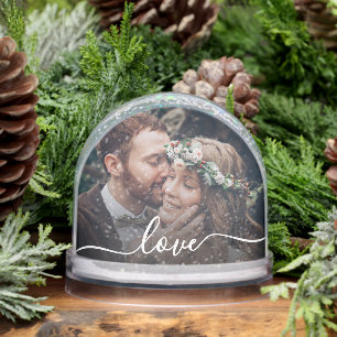 Ihr Text Einfache moderne Schrift 2-Foto Schneekugeln