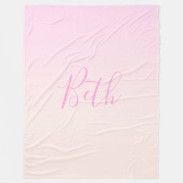 Ihr Text | Elegantes Script & Soft Blush Pink Ombr Fleecedecke