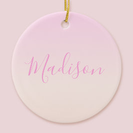 Ihr Text | Elegantes Script & Soft Blush Pink Ombr Keramik Ornament