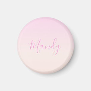 Ihr Text   Elegantes Script & Soft Blush Pink Ombr Magnet