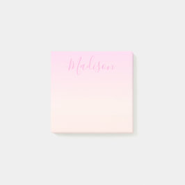 Ihr Text | Elegantes Script & Soft Blush Pink Ombr Post-it Klebezettel