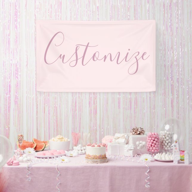 Ihr Text | Elegantes Skript & Soft Blush Pink Banner (Party)