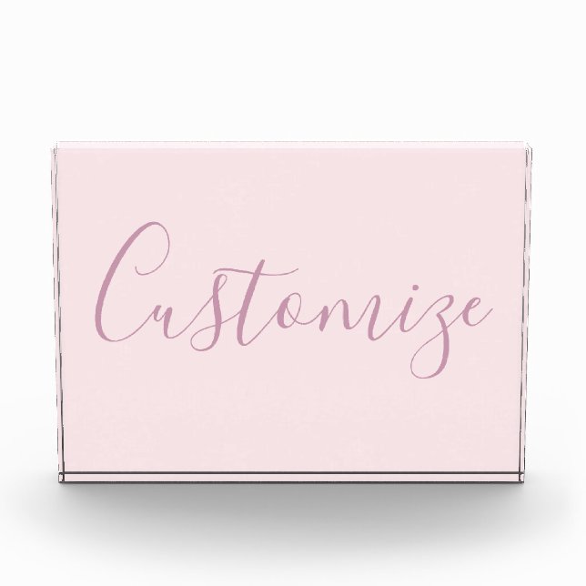 Ihr Text | Elegantes Skript & Soft Blush Pink Fotoblock (Vorderseite)
