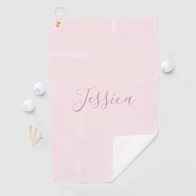 Ihr Text | Elegantes Skript & Soft Blush Pink Golfhandtuch (Insitu)