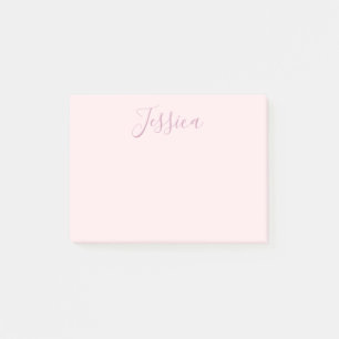 Ihr Text   Elegantes Skript & Soft Blush Pink Post-it Klebezettel