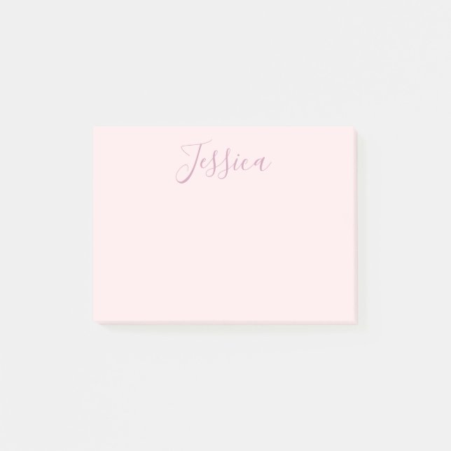 Ihr Text | Elegantes Skript & Soft Blush Pink Post-it Klebezettel (Vorderseite)