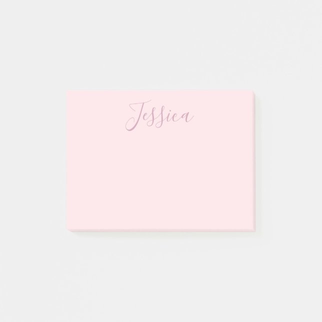 Ihr Text | Elegantes Skript & Soft Blush Pink Post-it Klebezettel (Vorderseite)