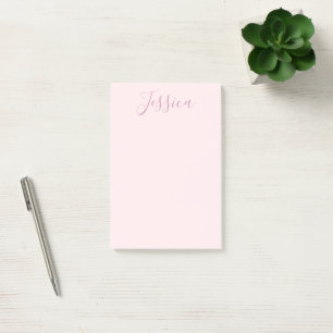 Ihr Text   Elegantes Skript & Soft Blush Pink Post-it Klebezettel
