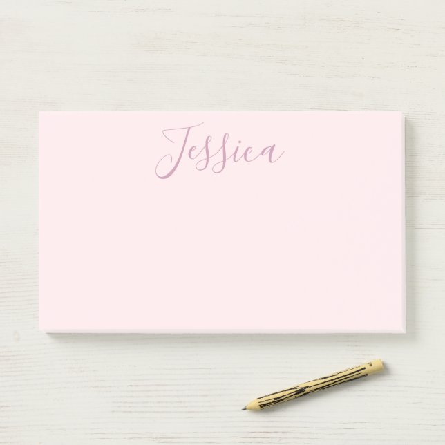 Ihr Text | Elegantes Skript & Soft Blush Pink Post-it Klebezettel (Auf Schreibtisch)